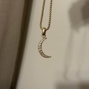 Kendra Scott Gold Crescent Necklace with Crystals